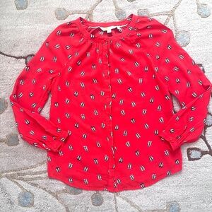 Boden Blouse with Ballet Flat Print Size 4